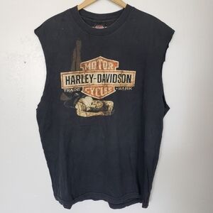 Harley-Davidson Men's XL Black Cut Off Tank Top Sexy Lady Ft. Lauderdale Florida